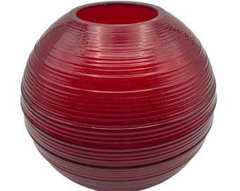 Vase dôme en verre rouge rubis côtelé 5,5 po. vintage