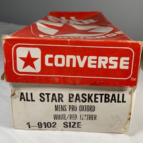 Vintage Converse All Star Basketball Mens Pro Oxford Red 1-9102 NOS in Box Sz 7