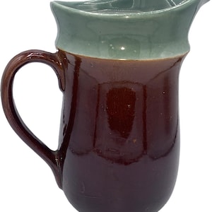 Vintage 1940s RED WING Pottery OOMPH 9&quot; Brown/Green Water Pitcher