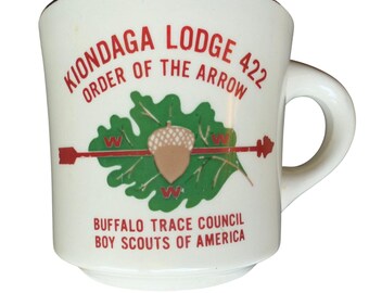 Vintage Boy Scouts of America BSA Kiondaga Lodge 422 Buffalo Trace Gold Rim Mug