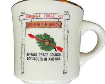 Vintage Boy Scouts of America BSA Kiondaga Lodge 422 Buffalo Trace Gold Rim Mug