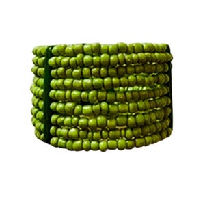 Green 1.5&quot; Rondelle Howlite Gemstone Bead Boho Cuff Bracelet