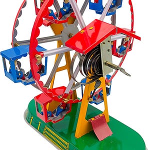 Vintage Tin Toy Wind-Up Ferris Wheel Colorful Carnival Ride MS239 Very Nice