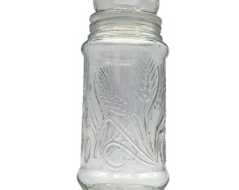 Vintage Anchor Hocking Planters Mr. Peanut Decorative Glass Jar w/Wheat Pattern