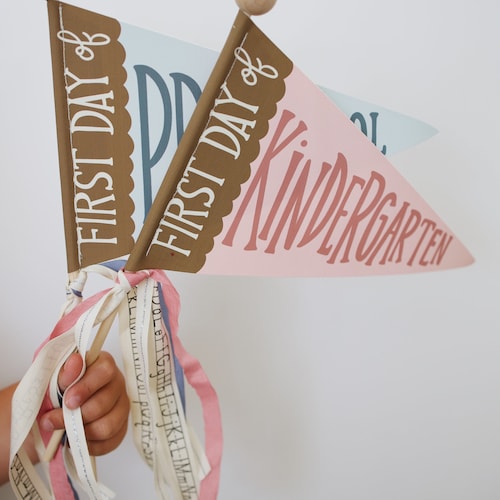 Drapeau fanion premier jour d'école | Kit de fanions pour la rentrée scolaire