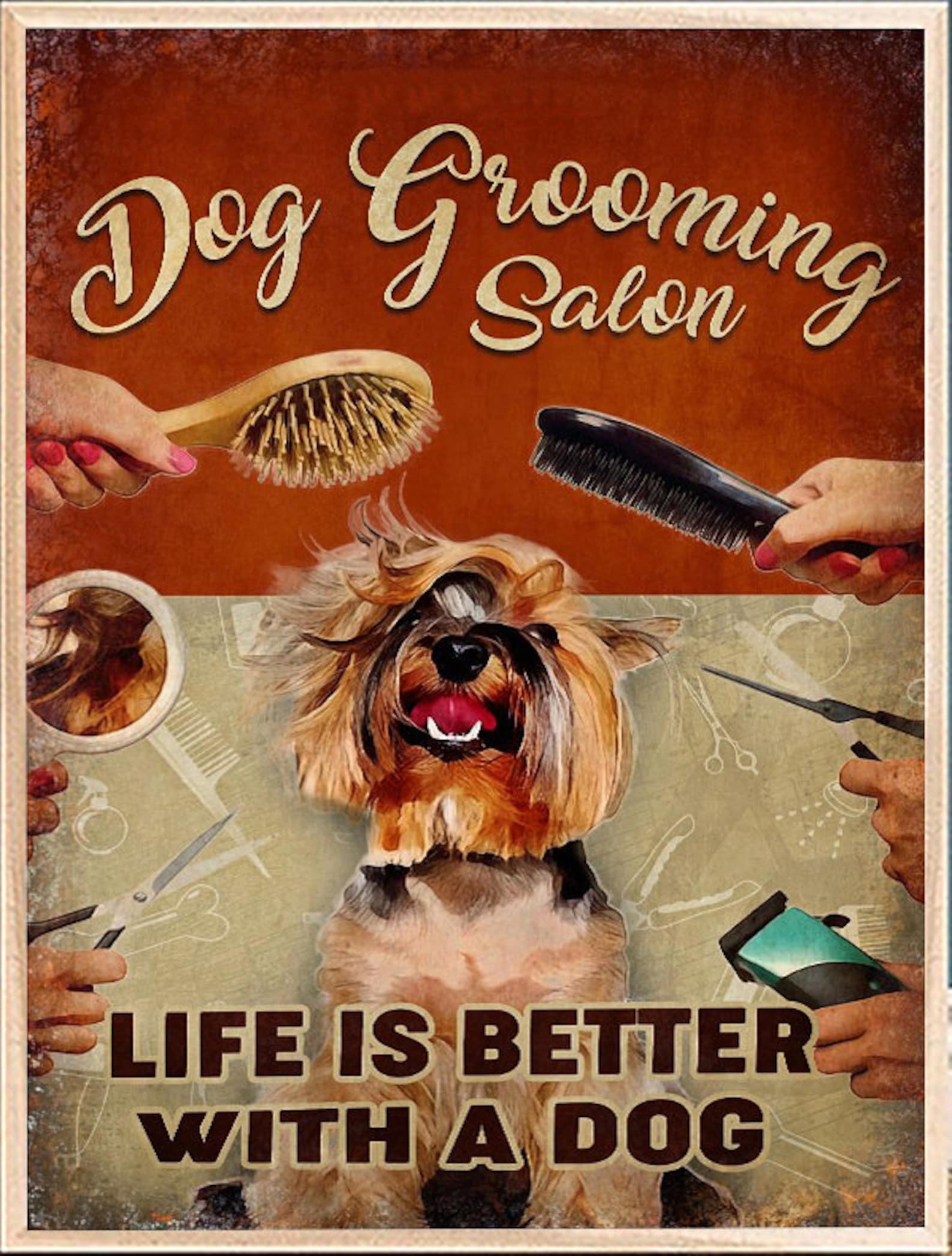 Dog grooming salon life is better with a dog poster 17x24 inch | Etsy