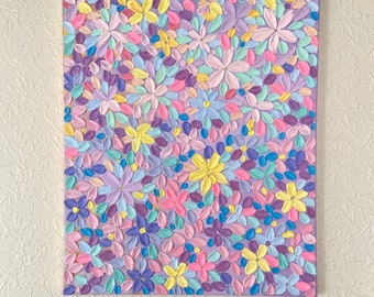 Floral Textured painting Pastel Textured painting Textured abstract floral art Colored petals 3D texture Boho art Floral textures 55x46cm