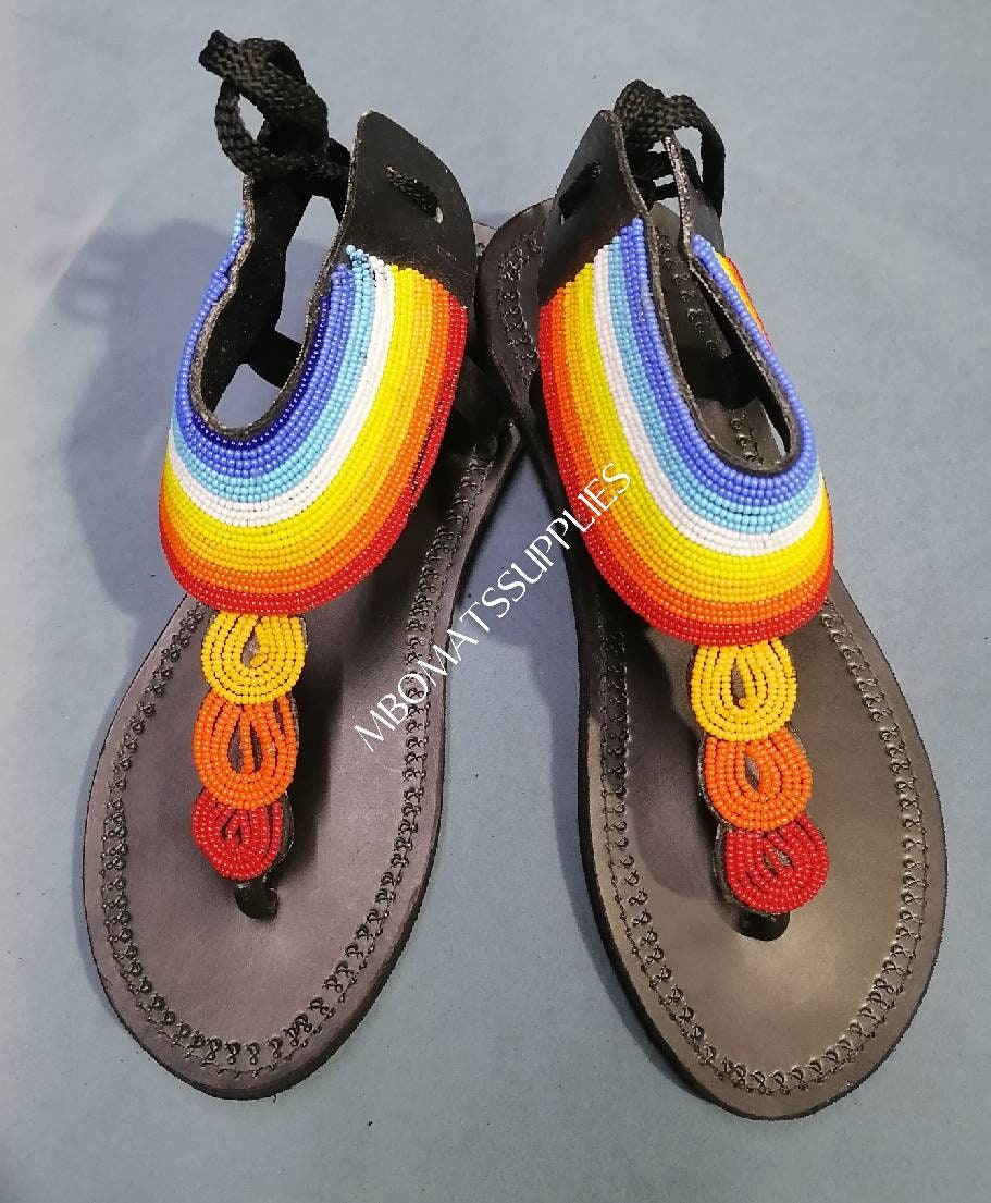Maasai beaded sandals handmade beaded sandals gladiators Etsy