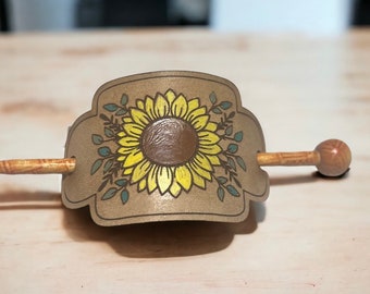Sunflower hair slide/leather hair slide/boho hair accessory/vintage hair accessory/sunflower hair slide /sunflower accessories