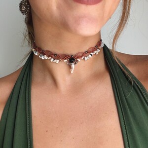 Boho Shell Choker Necklace from Bali / Handmade Natural Shell Choker / Adjustable Beach Jewelry / Tribal Earthy Necklace