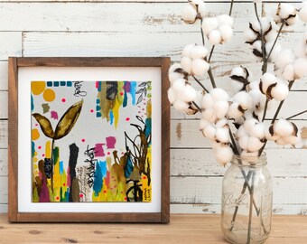 Green Whimsical Wall Art, Funky Nursery Decor, Original Painting (20x20 cm)