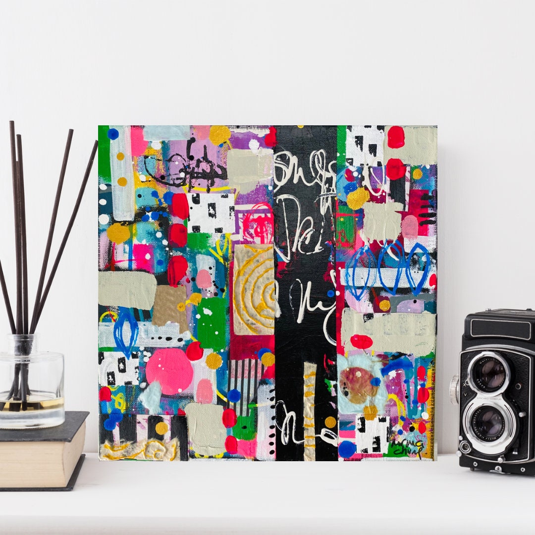 Funky Artwork Quirky Wall Art Mixed Media Canvas - Etsy UK