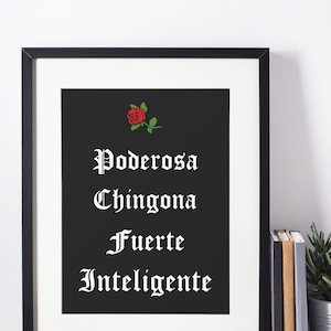 Latina Art, Latinx Illustration Art, Art In Spanish, Illustration Print, Wall Art, Art Print, Home Decor, Poderosa