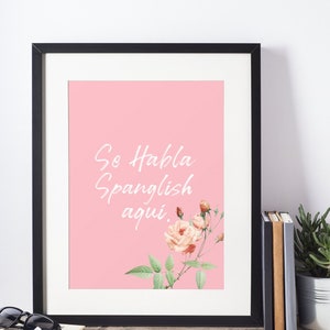 Latina Art, Latinx Illustration Art, Art In Spanish, Illustration Print, Wall Art, Art Print, Home Decor, Se Habla Spanglish Aqui