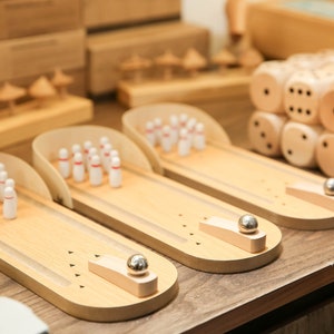 Wooden Bowling Game Wooden Board Games Bowling Toy Gift Party Games Family Game Bowling Pin Safe Toy Gift Bowling For Kids zdjęcie 7