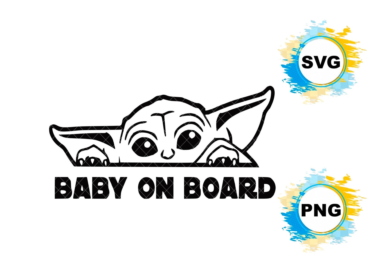 Baby Yoda SVG Baby Yoda on Board Clipart Star Wars print