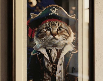 Piraten Katze Kreuzstich-Muster (PDF-Muster)