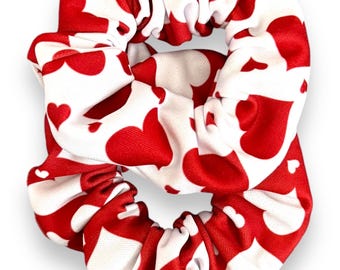 Red and White heart scrunchies (set of 2); Valentine’s Day gift for girls; Cute scrunchies for girls