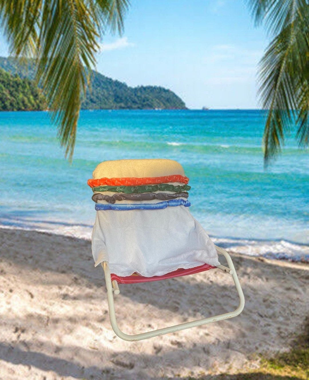 Towel Scrunchy, Name Towel Band, Towel Band, Beach Towel Band, Cruise