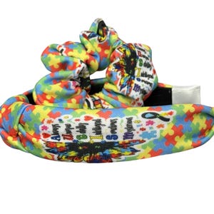Autism Awareness Headband Scrunchy Set, Autism support accessories