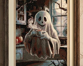 Geist mit Kaffee Kreuzstichmuster