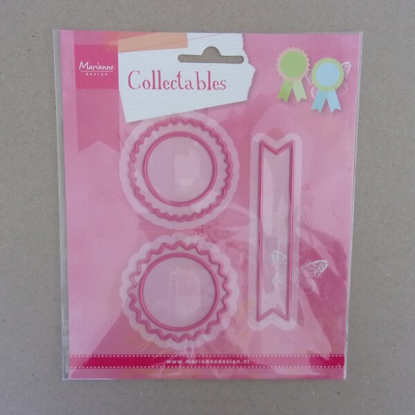 Matrice Pochoir Métal Die Cut Marianne Design Collectables Rosettes & labels Rond Cercle Bannière Scrapbooking Carte Déco