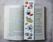 Bookmarks Cup Tea Coffee Cakes Cookie Viennoiserie Mug Infusion Lemon Animals Cat Hot Drink Chocolate Paper Home Deco Poster