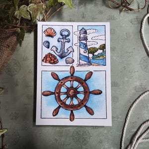 Carte Marine Phare – Barre Ancre Bateau - Vacance Bord de Mer