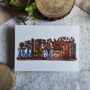 Carte A6 – Illustration florale automnale à l’aquarelle – Fleurs jaunes et orangées