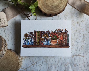 A6 Card – Autumnal Floral Watercolor Illustration – Yellow and Orange Flowers