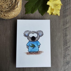 Carte koala en Tshirt – Animal Mignon – Illustration imprimée A6