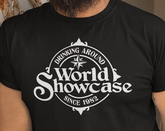 World Showcase Shirt, Drink Around The World T-shirt, Epcot Tee, Vintage, Group, Family Vacation, Mens, Womens, Unisex