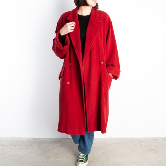 Women's Marella Red Double Breasted Coat Vintage … - image 1