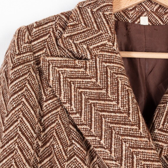 Women's Brown Herringbone Double Breasted Wool Co… - image 2