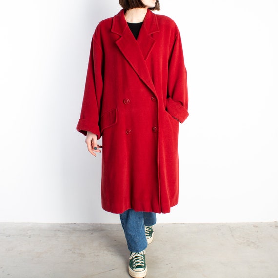 Women's Marella Red Double Breasted Coat Vintage … - image 2