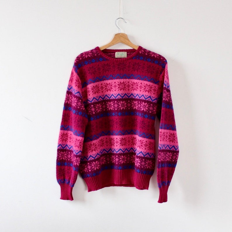 Women/'s Benetton Purple Pink Striped Sweater