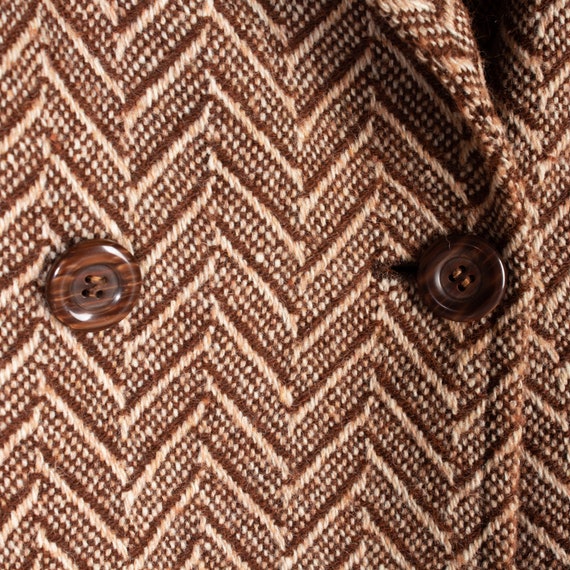 Women's Brown Herringbone Double Breasted Wool Co… - image 6