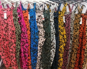 New Women dungarees  leopard print Jersey, jumpsuits one size 14 - 18