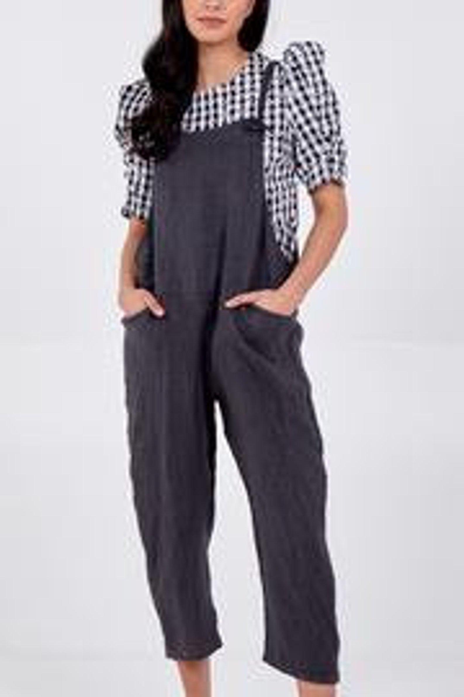 New Women Linen Plain dungarees one size 10 14 Etsy