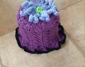 Floral handmade crochet toilet role cover