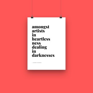 Artists in Heartlessness | Minimalist Lyric Wall Art | DIGITAL DOWNLOAD | Dermot Kennedy - 16x20