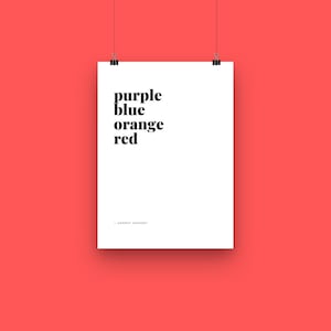 Purple Blue Orange Red | Minimalist Lyric Wall Art | DIGITAL DOWNLOAD | Dermot Kennedy - 18x24