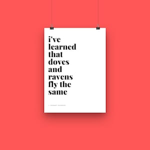 Doves and Ravens Fly the Same | Minimalist Lyric Wall Art | DIGITAL DOWNLOAD | Dermot Kennedy - 16x20