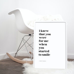 When You Started to Smile | Dermot Kennedy Sonder Lyrics | Minimalist Wall Art | DIGITAL DOWNLOAD | Nursery Art | Wedding Gift | 18x24