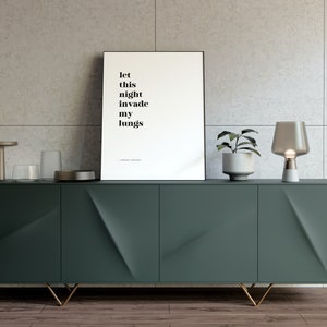 Let This Night Invade My Lungs | Kiss Me | Dermot Kennedy Sonder Lyrics | Minimalist Lyric Wall Art | DIGITAL DOWNLOAD | 18x24