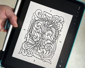 digital file/PDF PATTERN for tooled leather butterfly design
