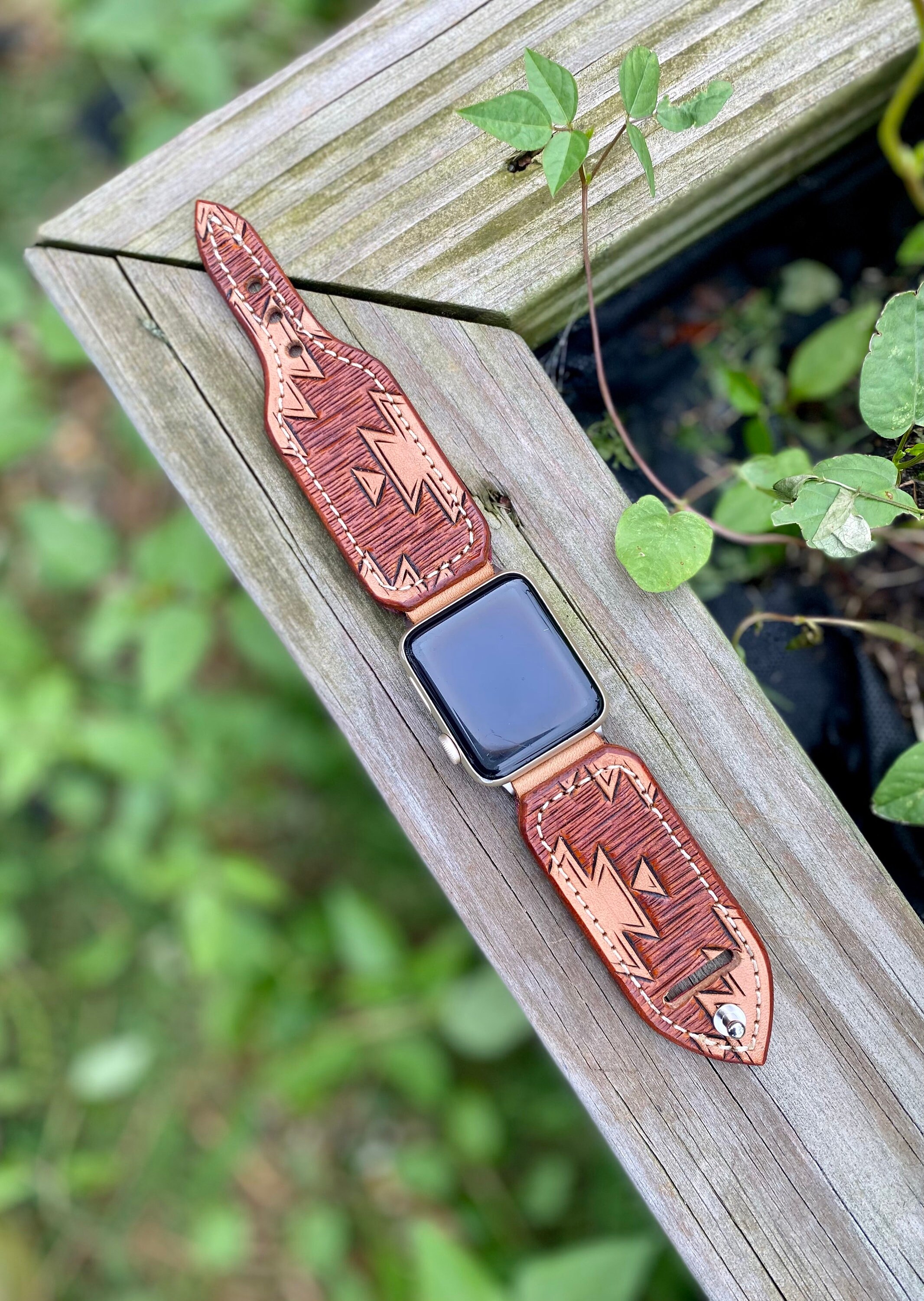 Tooled Leather Southwestern Apple Watch Band Etsy