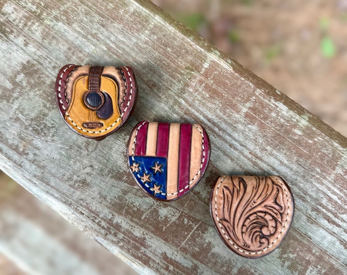 Tooled Leather Guitar Pick Pouch Etsy