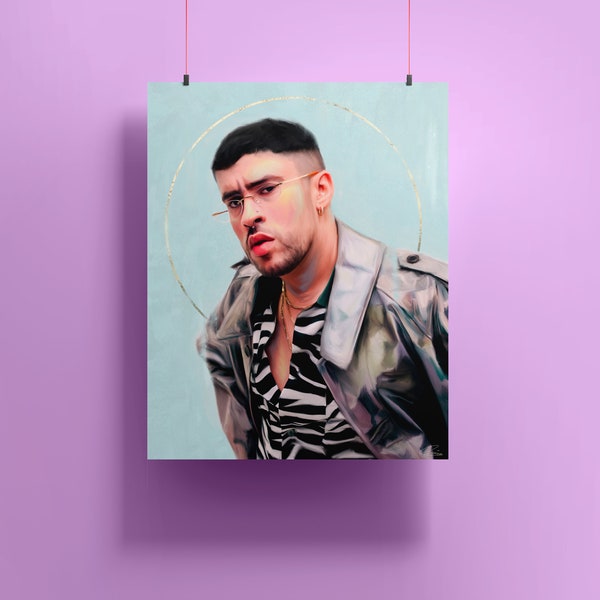 Bad Bunny Portrait Illustration Etsy