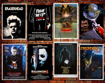 8 Horror Slasher 80's  movie posters